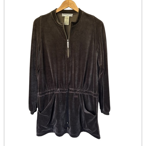 Sonia Rykiel Vintage Velvet Tunic Sweater Brown Excellent Made in France Size L - Picture 8 of 8
